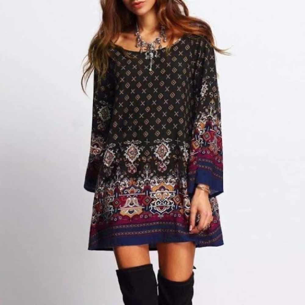 Printed Shein dress ~ UK 8-10 - Picture 1 of 2